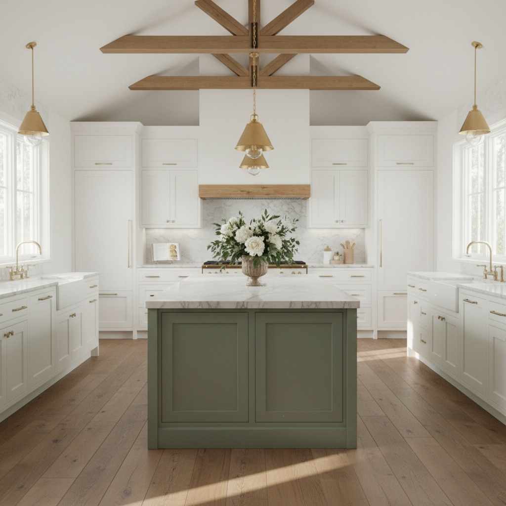 A refined sage kitchen transformed by Chip & Tuck